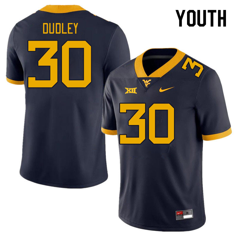 Youth #30 Brayden Dudley West Virginia Mountaineers College Football Jerseys Stitched Sale-Navy - Click Image to Close